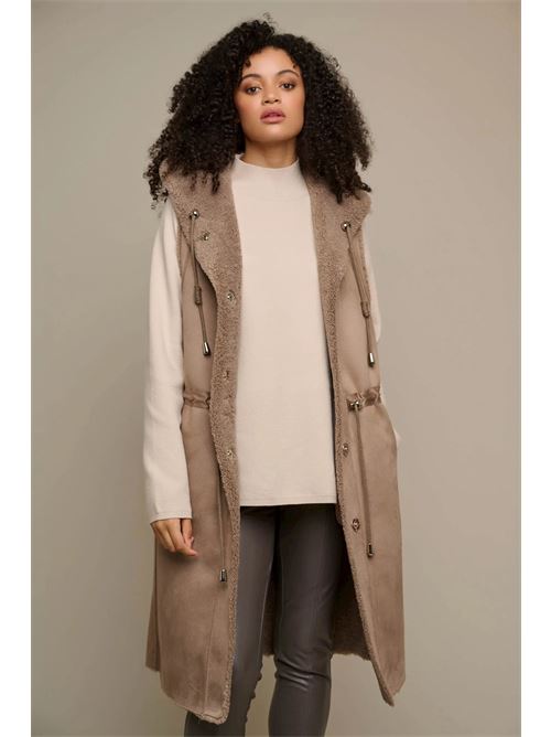 jing gilet lungo reversibile con cappuccio RINO & PELLE | JING.7002310TAUPE